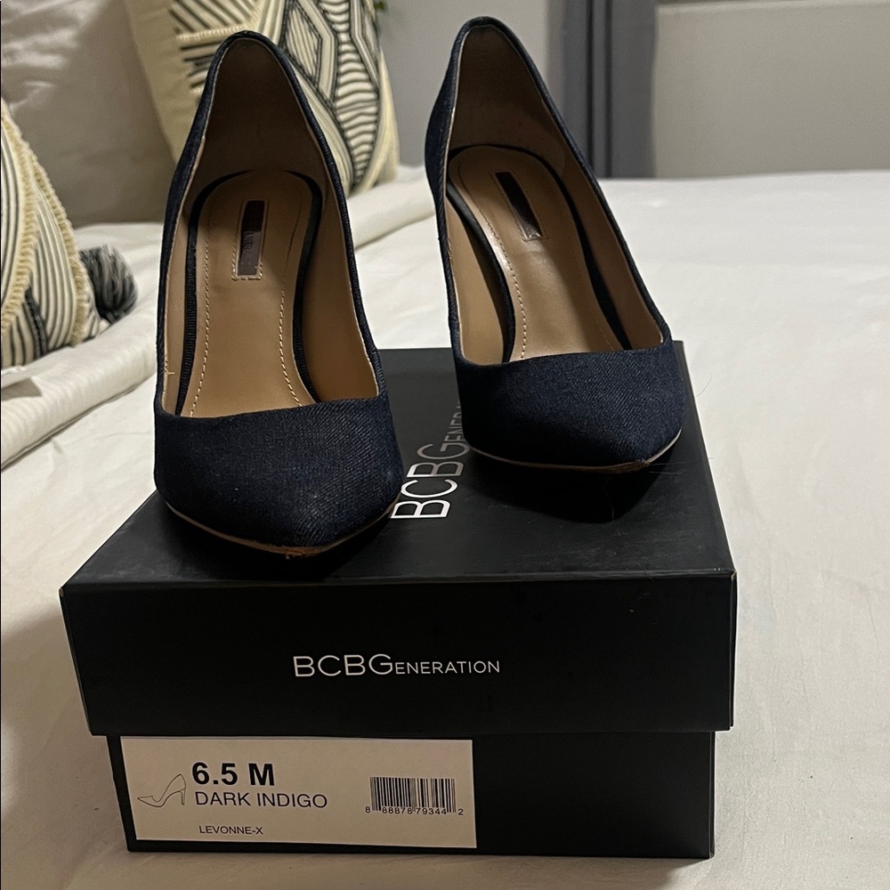 BCBGeneration Navy Blue Jean Heels